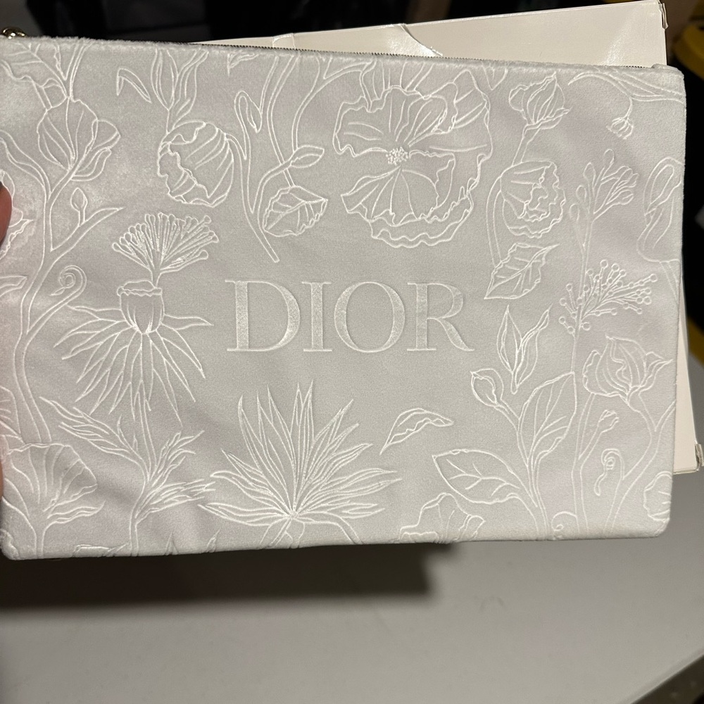 Authentic Dior white velour makeup bag. “Trousse Pouch “brand new never used